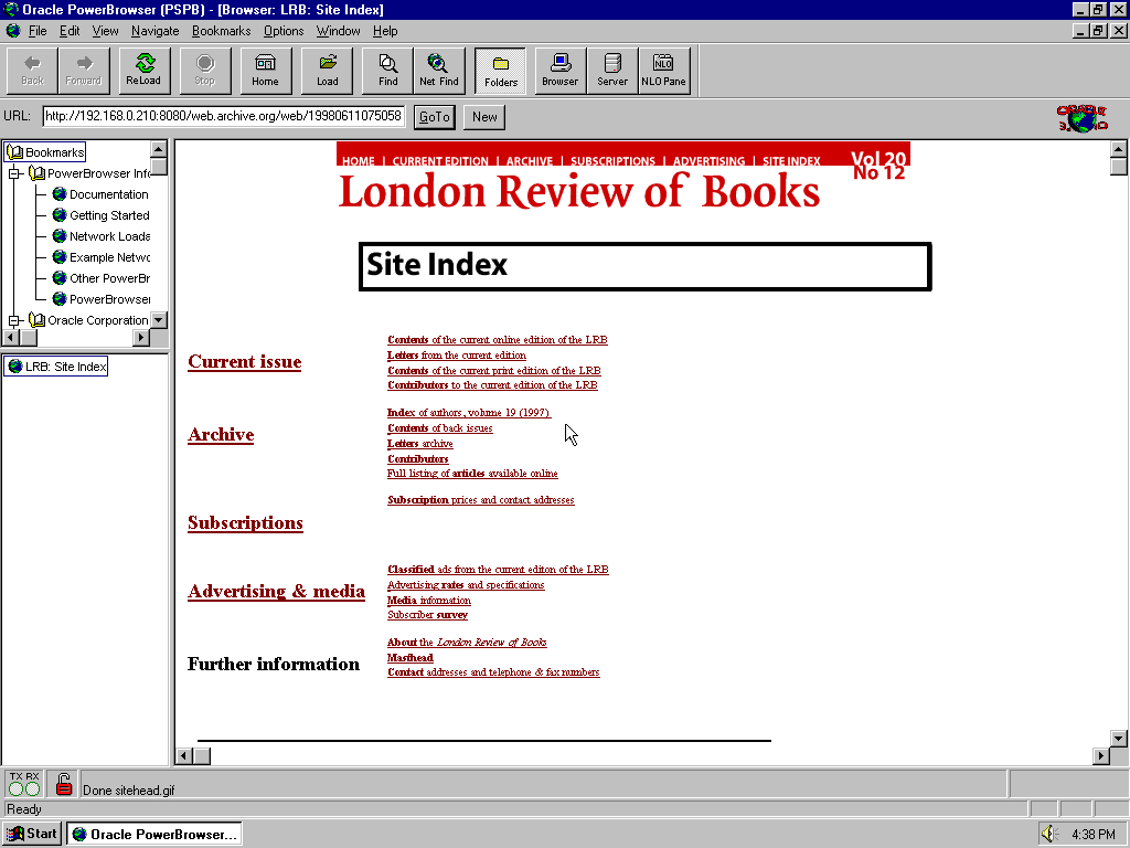 Windows 95 OSR2 x86 with Oracle PowerBrowser 1.5